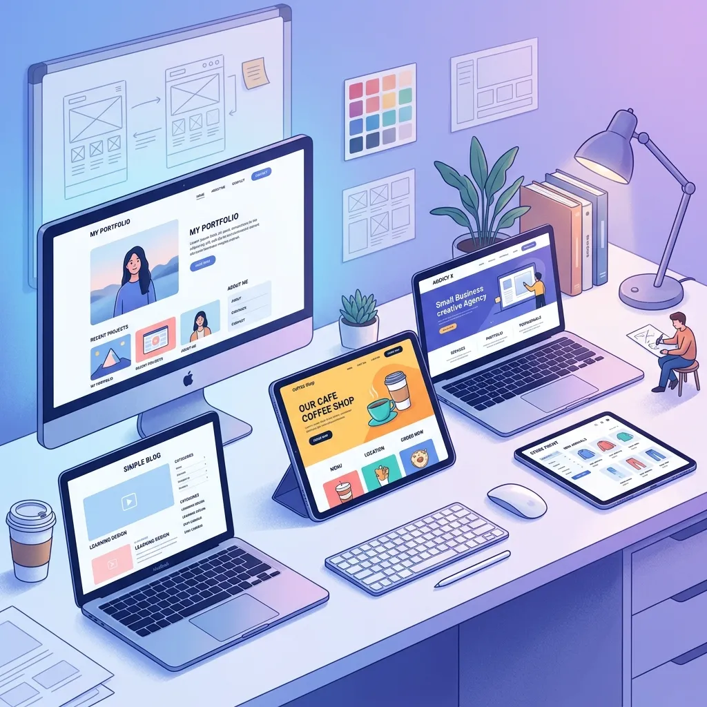 What are some creative website design project ideas for beginners