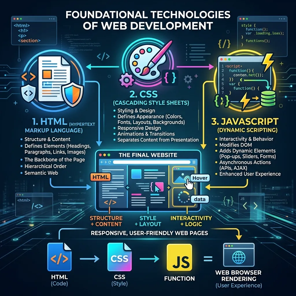 What are the foundational web development technologies