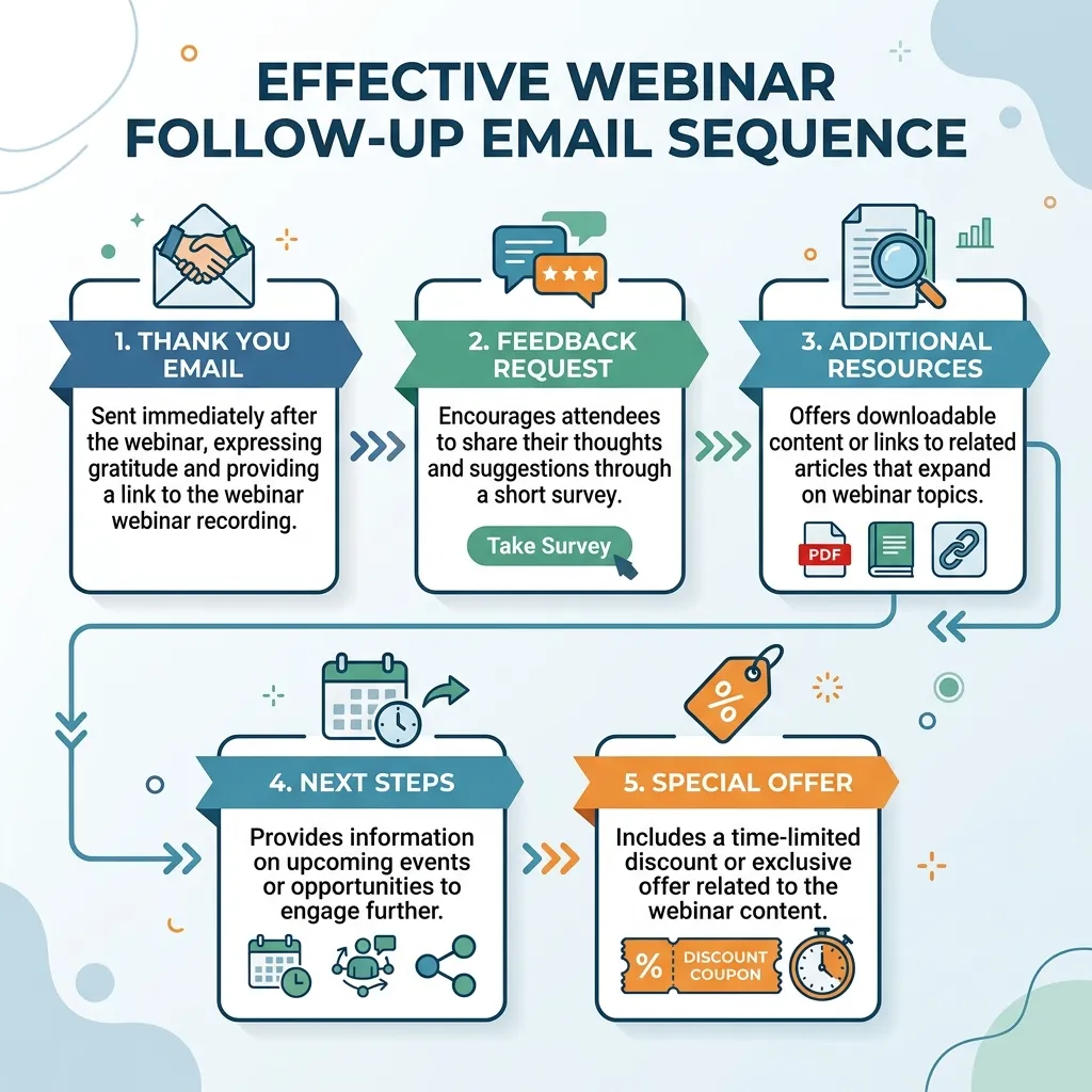 What should a webinar follow-up email sequence include